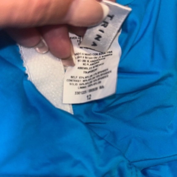 Trina Turk Red and Pink One Piece Swimsuit with Ruffle Sleeves - Picture 3 of 4